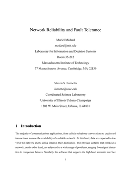 Network Reliability and Fault Tolerance