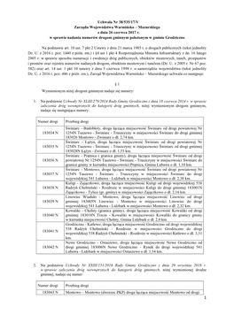 Uchwała Nr 38/535/17/V Zarządu Województwa Warmińsko – Mazurskiego Z Dnia 26 Czerwca 2017 R