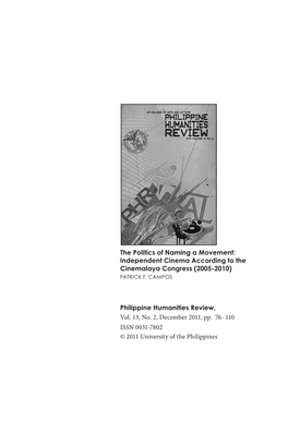 Philippine Humanities Review, Vol. 13, No