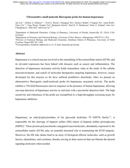 Ultrasensitive Small Molecule Fluorogenic Probe for Human Heparanase