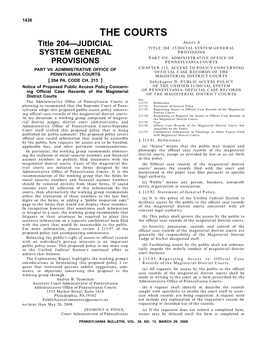 THE COURTS Title 204—JUDICIAL Annex a TITLE 204