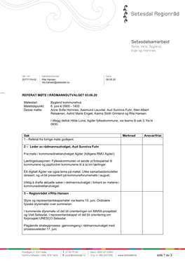 Side 1 Av 3 REFERAT MØTE I RÅDMANNSUTVALGET 03.06.20