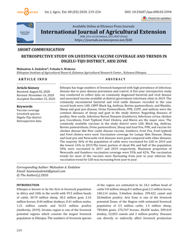 Retrospective Study on Livestock Vaccine Coverage and Trends in Digelu-Tijo District, Arsi Zone