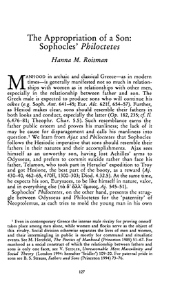 Sophocles' Philoctetes Roisman, Hanna M Greek, Roman and Byzantine Studies; Summer 1997; 38, 2; Proquest Pg