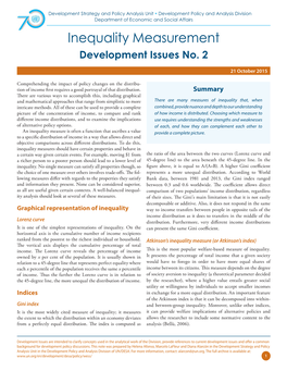 Inequality Measurement Development Issues No