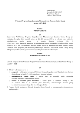 Załącznik Do Uchwały Nr XXII/165/17 Rady Gminy Rozogi Z Dnia 27 Marca 2017 R