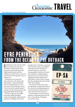 TRAVEL Eyre Peninsula, South Australia