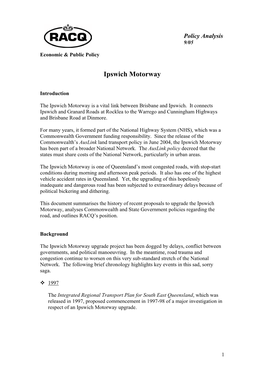 RACQ Ipswich Motorway Policy Analysis