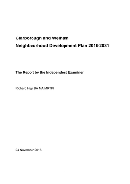 Clarborough and Welham Neighbourhood Development Plan 2016-2031