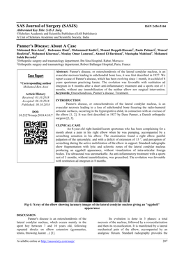 SAS Journal of Surgery (SASJS) Panner's Disease: About a Case