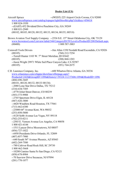 Dealer List (US) Aircraft Spruce --(WEST) 225 Airport Circle Corona
