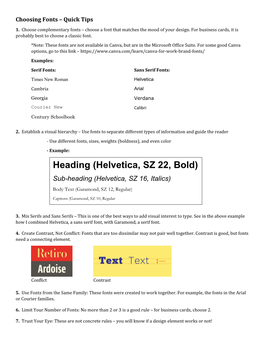 Choosing Fonts – Quick Tips