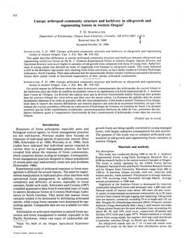 Canopy Arthropod Community Structure and Herbivory in Old-Growth and Regenerating Forests in Western Oregon