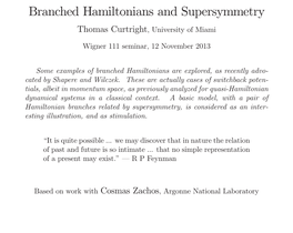 Branched Hamiltonians and Supersymmetry
