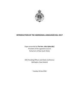 The Aboriginal Languages Bill 2017