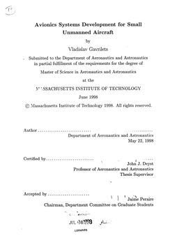 Avionics Systems Development for Small Unmanned Aircraft Vladislav Gavrilets