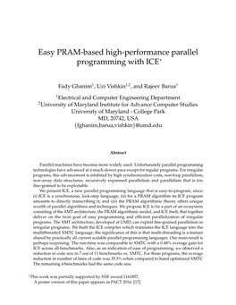 Easy PRAM-Based High-Performance Parallel Programming with ICE∗