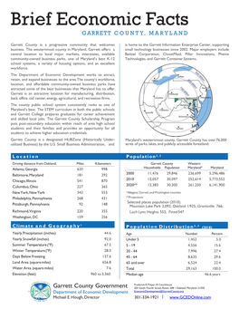 Brief Economic Facts G a RRETT C OUNTY, MARYLAND