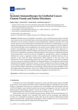 Systemic Immunotherapy for Urothelial Cancer: Current Trends and Future Directions