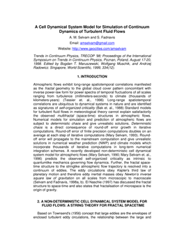 A Cell Dynamical System Model for Simulation of Continuum Dynamics of Turbulent Fluid Flows A