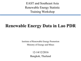 Renewable Energy Data in Lao PDR