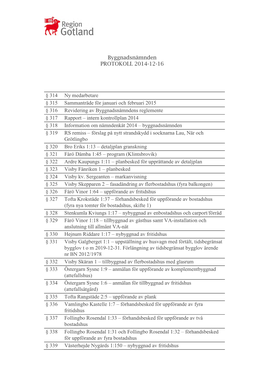 Byggnadsnämndens Protokoll Den 16 December 2014