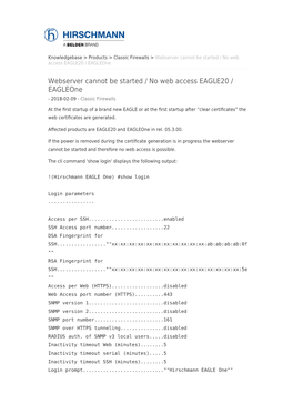 Webserver Cannot Be Started / No Web Access EAGLE20 / Eagleone