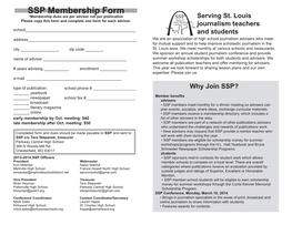 SSP Membership Form *Membership Dues Are Per Adviser Not Per Publication Sspsponsors of Serving St