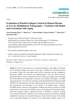 Evaluation of Elastin/Collagen Content in Human Dermis In-Vivo by Multiphoton Tomography—Variation with Depth and Correlation with Aging