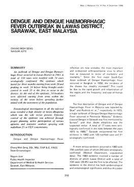 Dengue and Dengue Haemorrhagic Fever Outbreak in Lawas District, Sarawak, East Malaysia