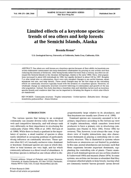 Limited Effects of a Keystone Species: Trends of Sea Otters and Kelp Forests at the Semichi Islands, Alaska