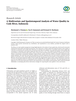 A Multivariate and Spatiotemporal Analysis of Water Quality in Code River, Indonesia