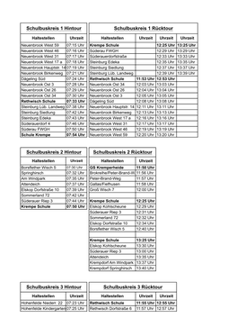Schulbuskreis 1 Hintour Schulbuskreis 2 Hintour