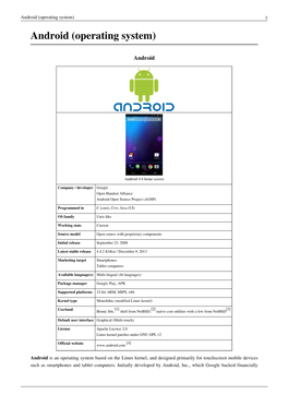 Android (Operating System) 1 Android (Operating System)