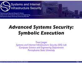 Advanced Systems Security: Symbolic Execution