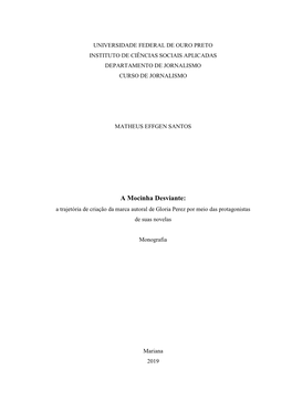 A Mocinha Desviante: a Trajetória De Criação Da Marca Autoral De Gloria Perez Por Meio Das Protagonistas De Suas Novelas