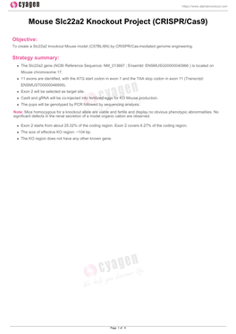 Mouse Slc22a2 Knockout Project (CRISPR/Cas9)