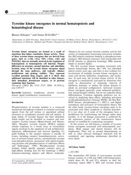 Tyrosine Kinase Oncogenes in Normal Hematopoiesis and Hematological Disease