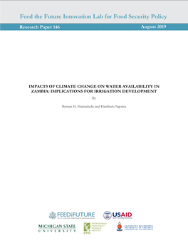 IMPACTS of CLIMATE CHANGE on WATER AVAILABILITY in ZAMBIA: IMPLICATIONS for IRRIGATION DEVELOPMENT By