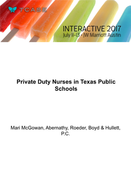 Private Duty Nurses in Texas Public Schools