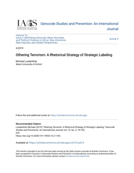 Othering Terrorism: a Rhetorical Strategy of Strategic Labeling