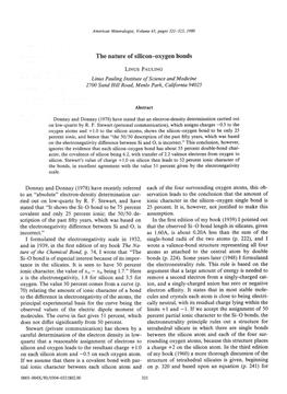 The Nafure of Silicon-Oxygen Bonds