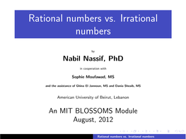 Rational Numbers Vs. Irrational Numbers Handout