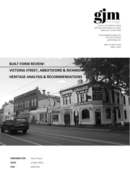 Built Form Review: Victoria Street, Abbotsford & Richmond Heritage Analysis & Recommendations