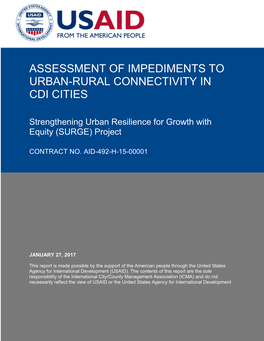 Assessment of Impediments to Urban-Rural Connectivity in Cdi Cities