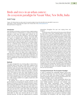 An Ecosystem Paradigm for Vasant Vihar, New Delhi, India Janaki Turaga