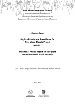 Regional Landscape Surveillance for New Weed Threats Project 2016-2017