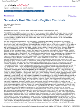 'America's Most Wanted' - Fugitive Terrorists
