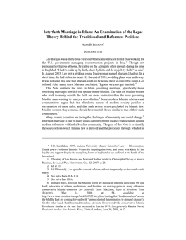 Interfaith Marriage in Islam: an Examination of the Legal Theory Behind the Traditional and Reformist Positions