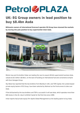 EG Group Owners in Lead Position to Buy $8.4Bn Asda